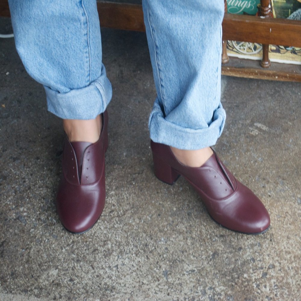 American Apparel REAL Leather Burgundy Heels